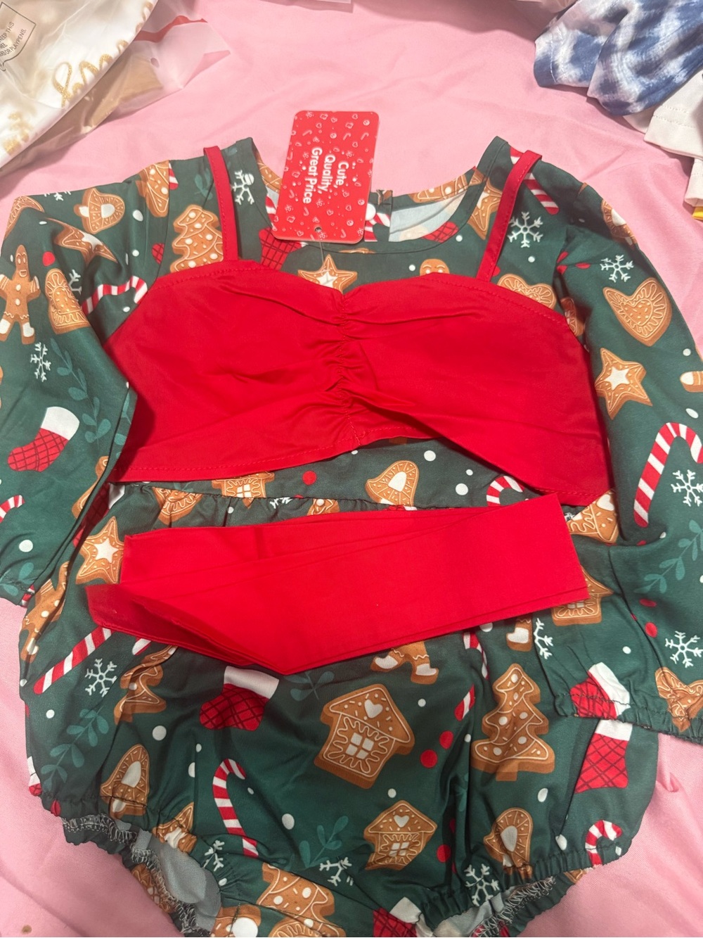 Bundles 3 set baby clothes Red Bandeau Bralette & Bikini Brief - Holiday Red